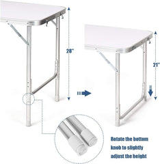 Goplus folding table aluminum frame provides sturdy support for outdoor meals.