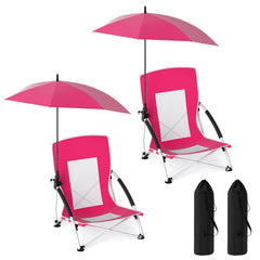 Goplus beach chair with blue umbrella for comfortable shade on sandy days