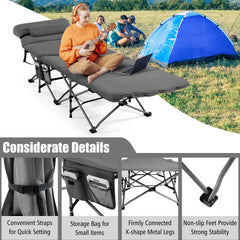 Goplus camping cot wide 25.5 inches gives room to stretch.