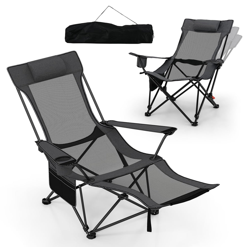 Goplus camping lounge chair showing adjustable backrest angles for personalized comfort