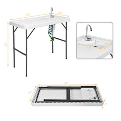 Goplus folding fillet table designed for compact storage and transport