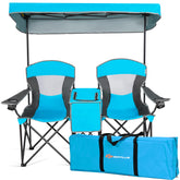 Goplus double beach chair with canopy blue offers shared shade for the beach