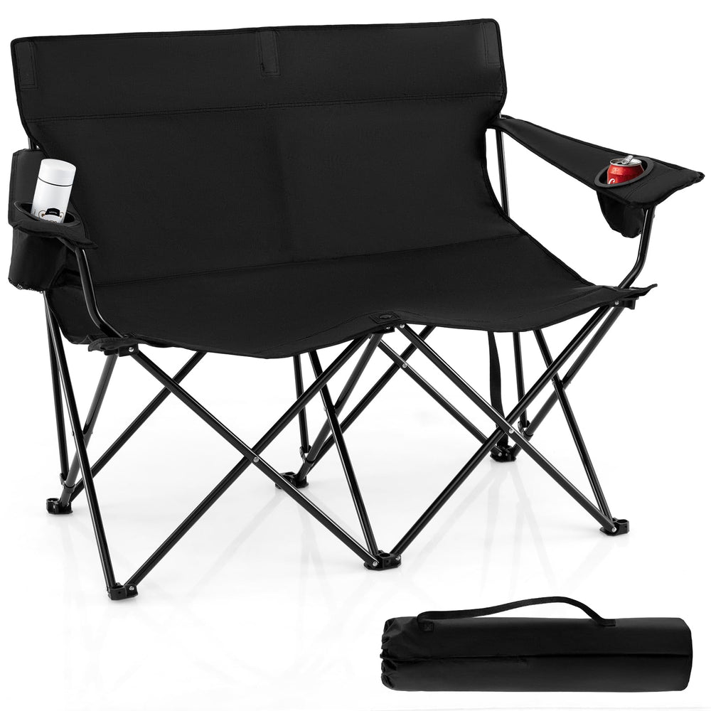 Goplus Double Camping Chair backrest view offers spacious support for two