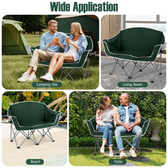 Goplus Double Camping Chair cup holders close-up for drinks within reach
