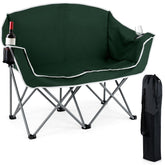 Goplus Double Camping Chair front view, spacious two-person seating for outdoors