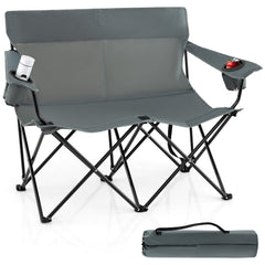 Goplus Double Camping Chair with oversized backrest for two-person seaside lounging