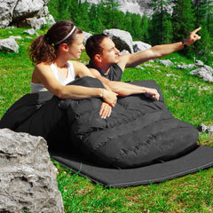 Goplus double sleeping bag two pillows included for neck support