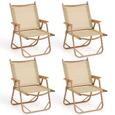 Goplus folding camp chair beige unfolded for full-height seating outdoors