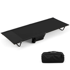 Goplus folding camping cot in compact form for easy backpack or car trunk transport