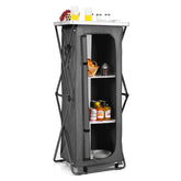 Goplus folding camping storage cabinet front view for organized snacks and beverages