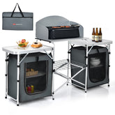 Goplus folding camping table storage area keeps prep essentials organized outdoors
