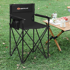 Goplus folding chair with heightened design offers higher seating for easier lounging.