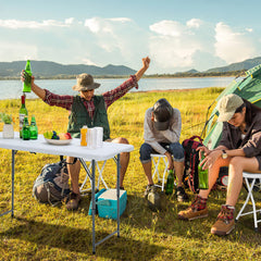 Goplus folding stool with handle for easy camping transport.