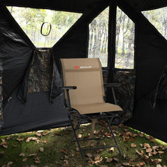 Goplus hunting chair quick-fold design folds in three steps for easy transport.