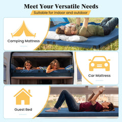 Goplus memory foam camping mattress folded in bag shows easy transport and storage