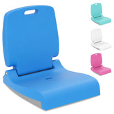 Goplus poolside chair folded with backrest handles for easy portability.