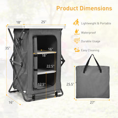 Goplus pop-up outdoor kitchen station open showing accessible shelves