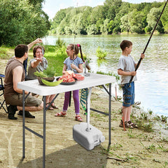 Goplus spray nozzle with hose connection for efficient rinse on the dock.