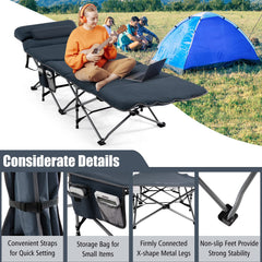 Goplus wide 25.5-inch cot area accommodates full body stretch.