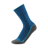 Gordini Craftsbury heavyweight crew sock front view in blue-grey colorway for warmth in cold weather