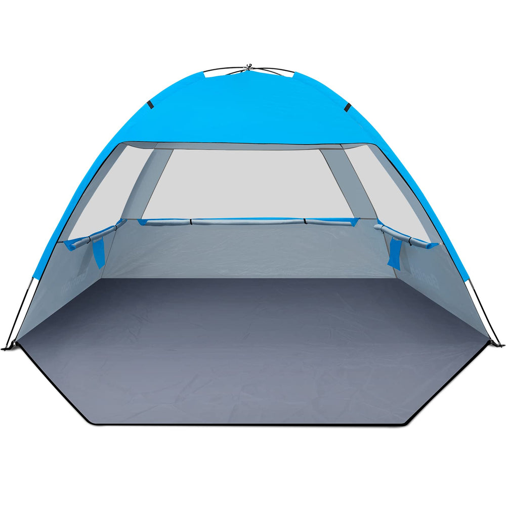 Gorich beach shade tent setup shows spacious interior for 4-5 people with easy setup