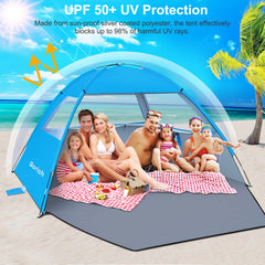 Gorich Beach Tent front view highlights expansive shade space for groups.