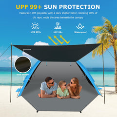 Gorich beach tent mesh windows illustrate ventilation to keep interiors cool.