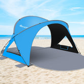 Gorich beach tent setup demonstrates quick assembly and roomy interior for family shade.
