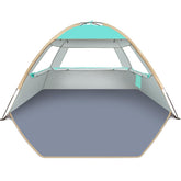 Gorich beach tent front view shows spacious shade for family at the beach
