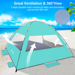 Gorich beach tent silver-coated fabric emphasizes UV protection and durable coverage