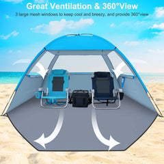 Gorich Beach Tent UV-protection fabric provides shaded comfort on sunny days.