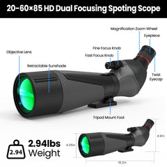Gosky spotting scope 85mm objective delivers bright images in dawn or dusk scenes.