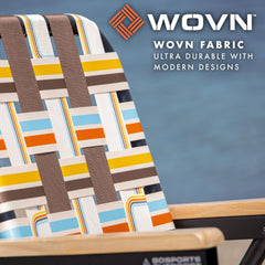 GoSports Outdoors WOVN Beach Chair 16-inch seat for easy seating.