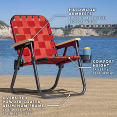 GoSports Outdoors WOVN Beach Chair aluminum frame for strength.