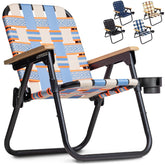 GoSports Outdoors WOVN Beach Chair folded with backpack straps for easy transport