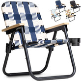 GoSports Outdoors WOVN Beach Chair folded with backpack straps for effortless portability