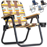 GoSports Outdoors WOVN Beach Chair folded for compact portability.