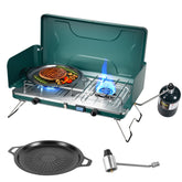 Gospowor two-burner stove top view showing dual burners for versatile outdoor meals.