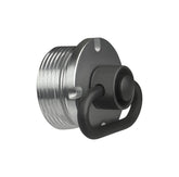 Gotical end cap with detachable push-button swivel, durable silver design for Mossberg 500.