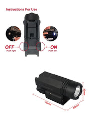 Gotical M1911 rail mount flashlight with three modes for adaptable lighting.