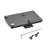Gotical red dot mounting plate for S&W rear sight closeup for quick target acquisition.