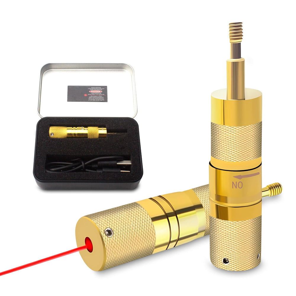 Gotical USB rechargeable archery laser sight for bow with brass finish, effortless charging for longer sessions.