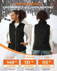 Gotobi fuzzy fleece heated vest back view shows even warmth across the spine