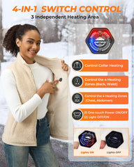 GOTOBI fuzzy fleece heated vest side pocket detail for convenient storage on walks.