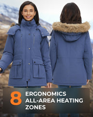 GOTOBI heated jacket back view with independent heat controls for back and arms