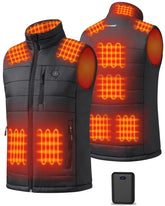 GOTOBI heated vest front view showing ergonomic design for all-day warmth