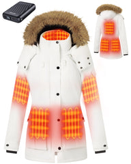 GOTOBI women's heated jacket front view showing stylish warmth for chilly commutes.