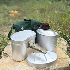 GOTOTOP portable canteen set cup, foldable handle for easy packing on trails.