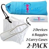 Gotta Tinkle teal and white FUD compact fold for discreet travel