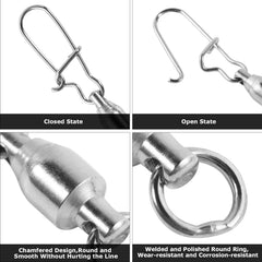 Snap swivel attached to fishing line in preparation for saltwater use